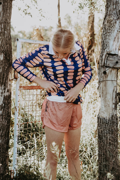 Navy with Rose Gold Spots Fishing Shirt