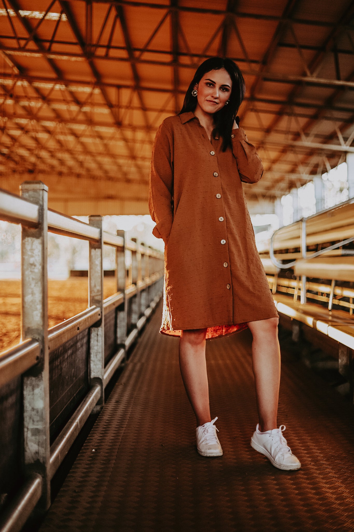 Caramel Japanese Cotton Shirt Dress