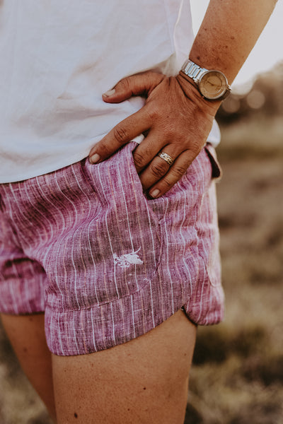 Maroon Stripe Linen Ruggers