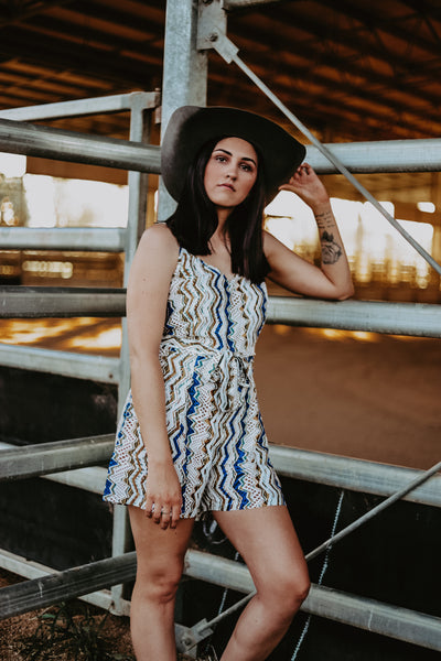 Playsuit - Blue Zig Zag
