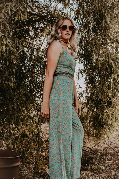 Teal Floral Palazzo Pants