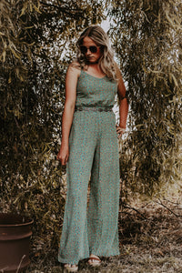 Teal Floral Palazzo Pants