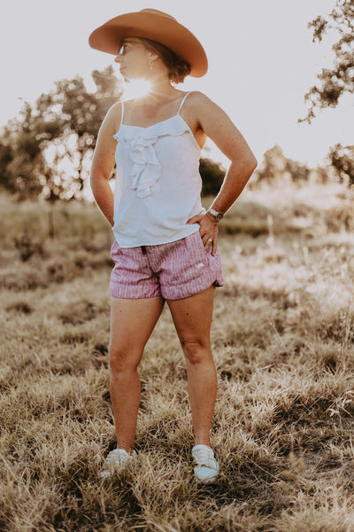 Maroon Stripe Linen Ruggers