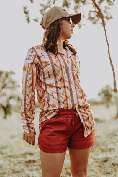 Rust with white Embroidery Ruggers
