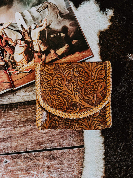 Rose Tooled Clutch Leather