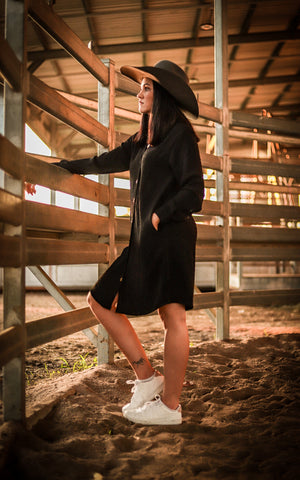 Black Japanese Cotton Shirt Dress